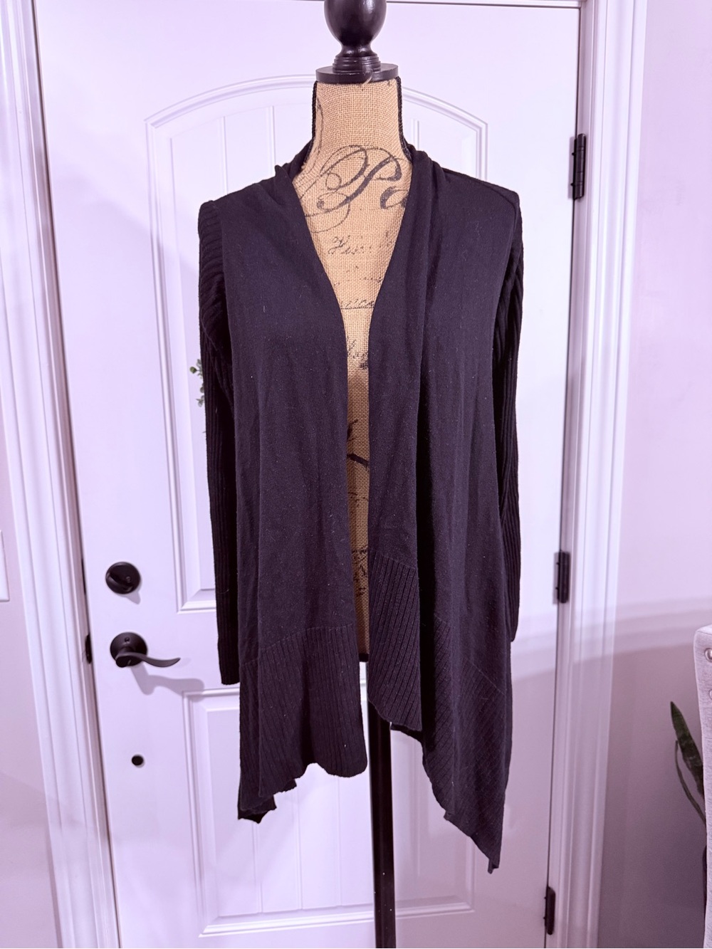 Black Open-Front Women's Cardigan Sweater
